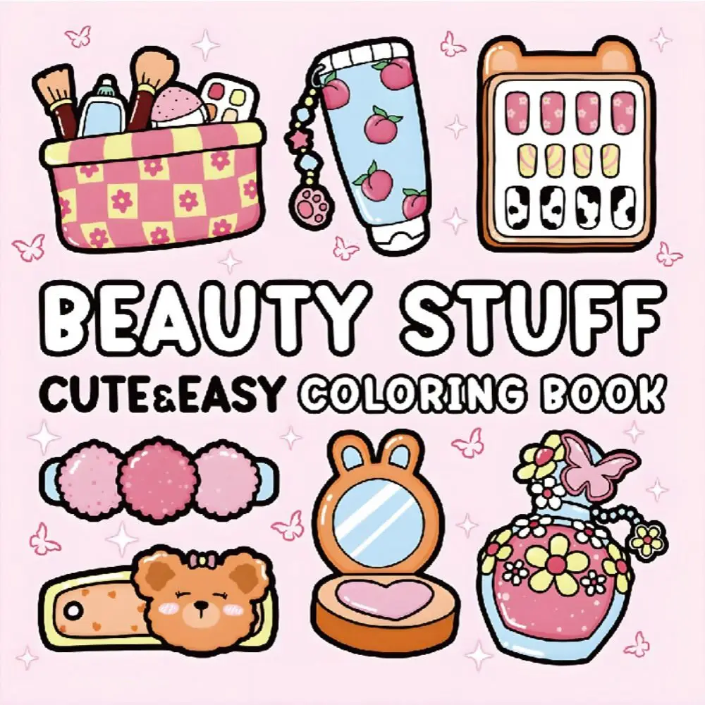 كتاب تلوين كرتوني لطيف لتخفيف التوتر، لوحة خلفية تعليمية هدية كتاب رسم جرافيتي للبالغين والمراهقين #4