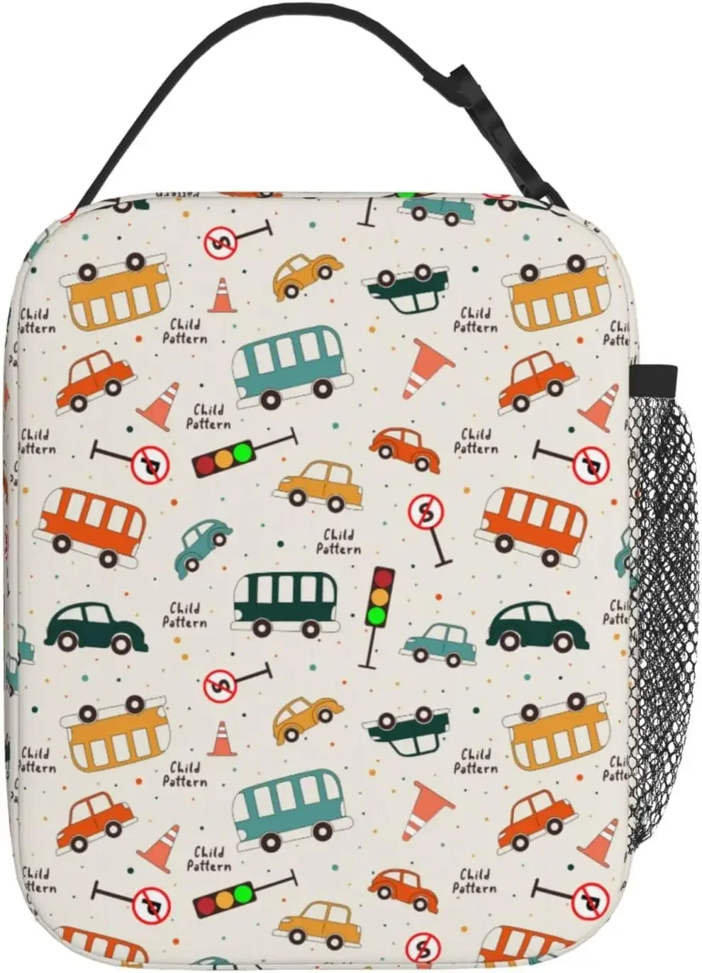 Funny Gamer Inspired Red Lunch Box Bag for Boys Girls with Mesh Pocket Insulated for Keeping Food Fresh