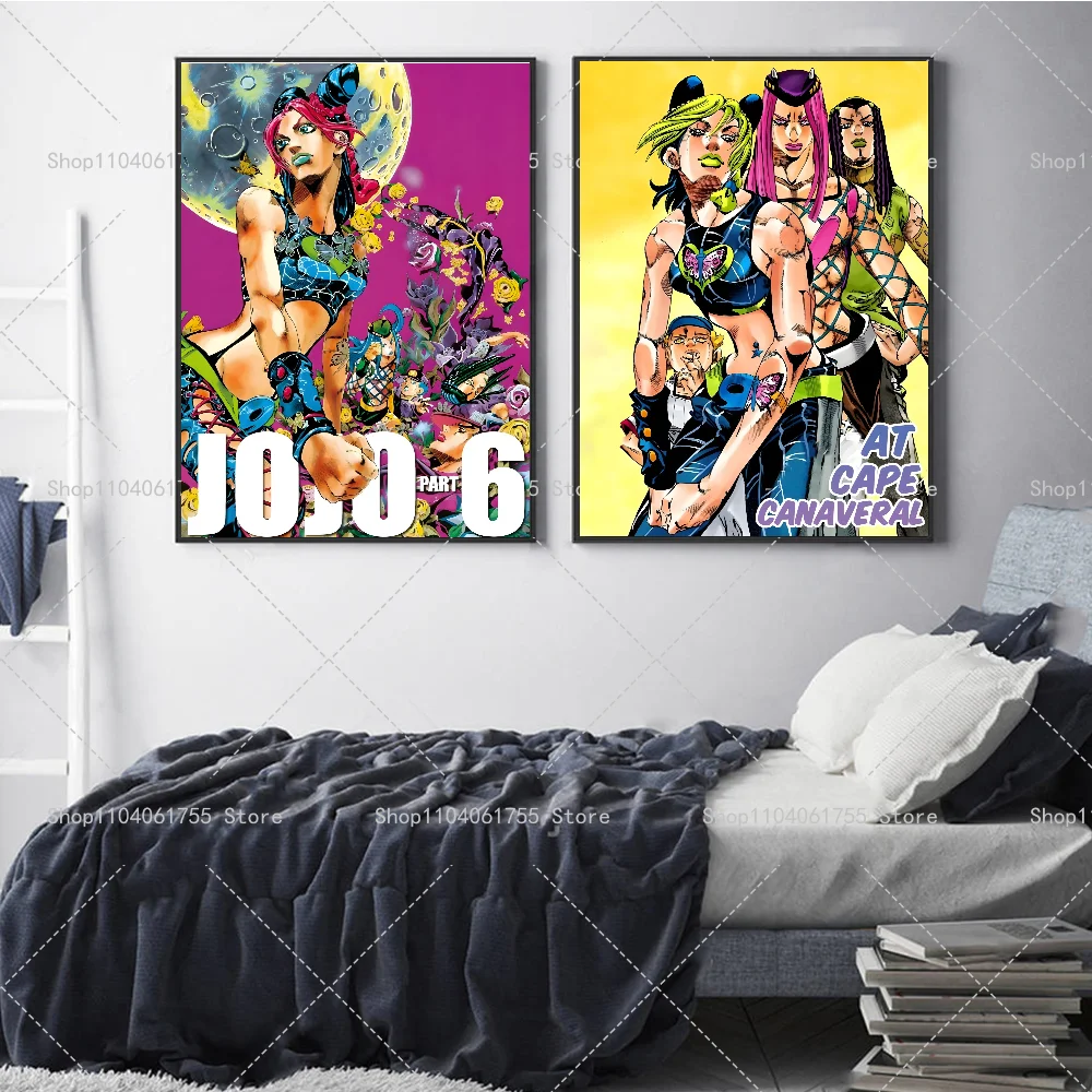 1PC Anime JoJo Bizarre Adventure Poster Self-adhesive Art Waterproof Paper Sticker Coffee House Bar Room Wall Decor