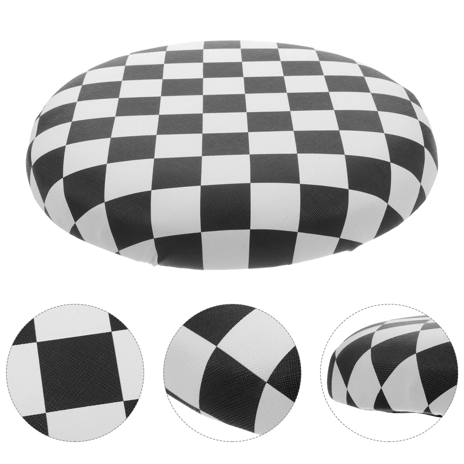 Black White Bar Stool Seat Replacement Round PU Cushion 29cm Thick Padding Soft Cover Home Office Use