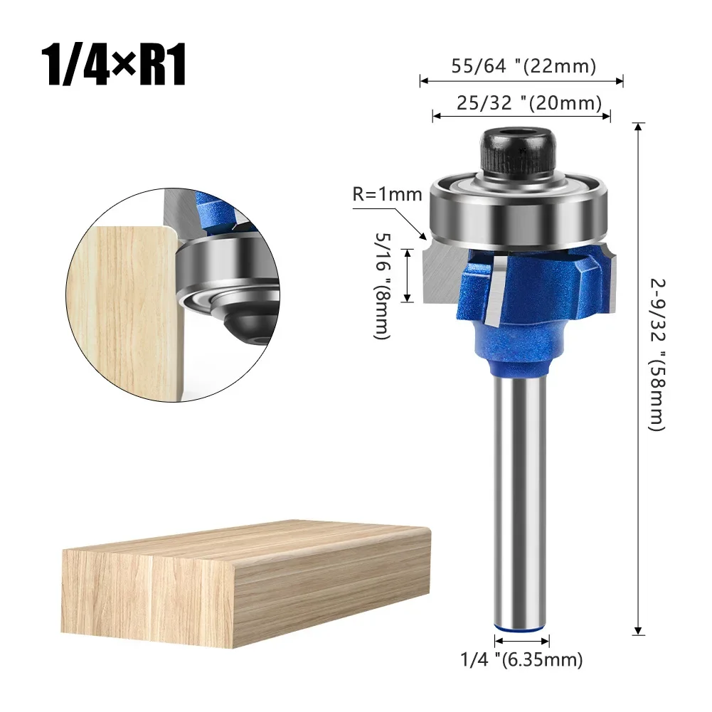 6mm 1/4" Shank Trimming Knife Edge Trimmer 4 Teeth Wood Router Bits R1 R2 R3 Trim Edging Woodworking Classical Milling Cutter