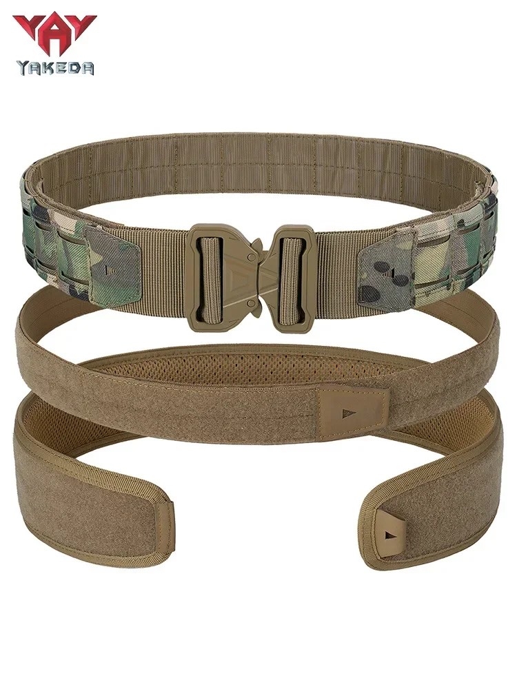 

YAKEDA 3 in 1 Tactical Belt PALS Laser Cut Molle Outdoor Multifunction Hunting Duty Security Traffic Air Gun Belt