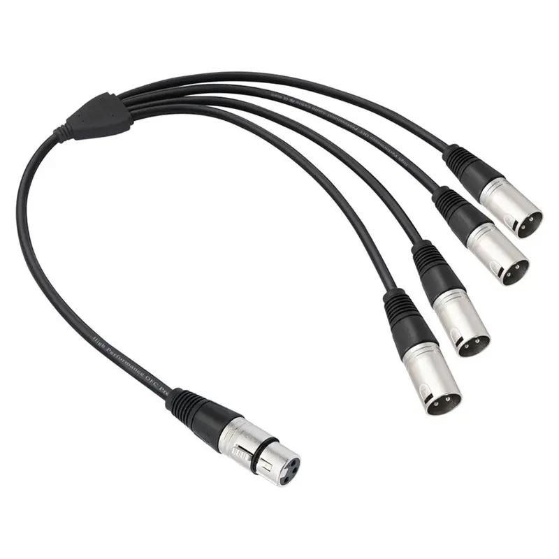 ABJF-3Pin XLR 1 Female To 4 Male Y Splitter Audio Cable,4Way-1 XLR Single Input To Four Output Parallel Connection Cable
