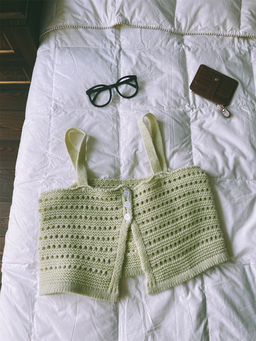 Conjunto de Top de Alças com Design de Renda Feita à Mão, Coleção de Verão Feminina Csole Svel