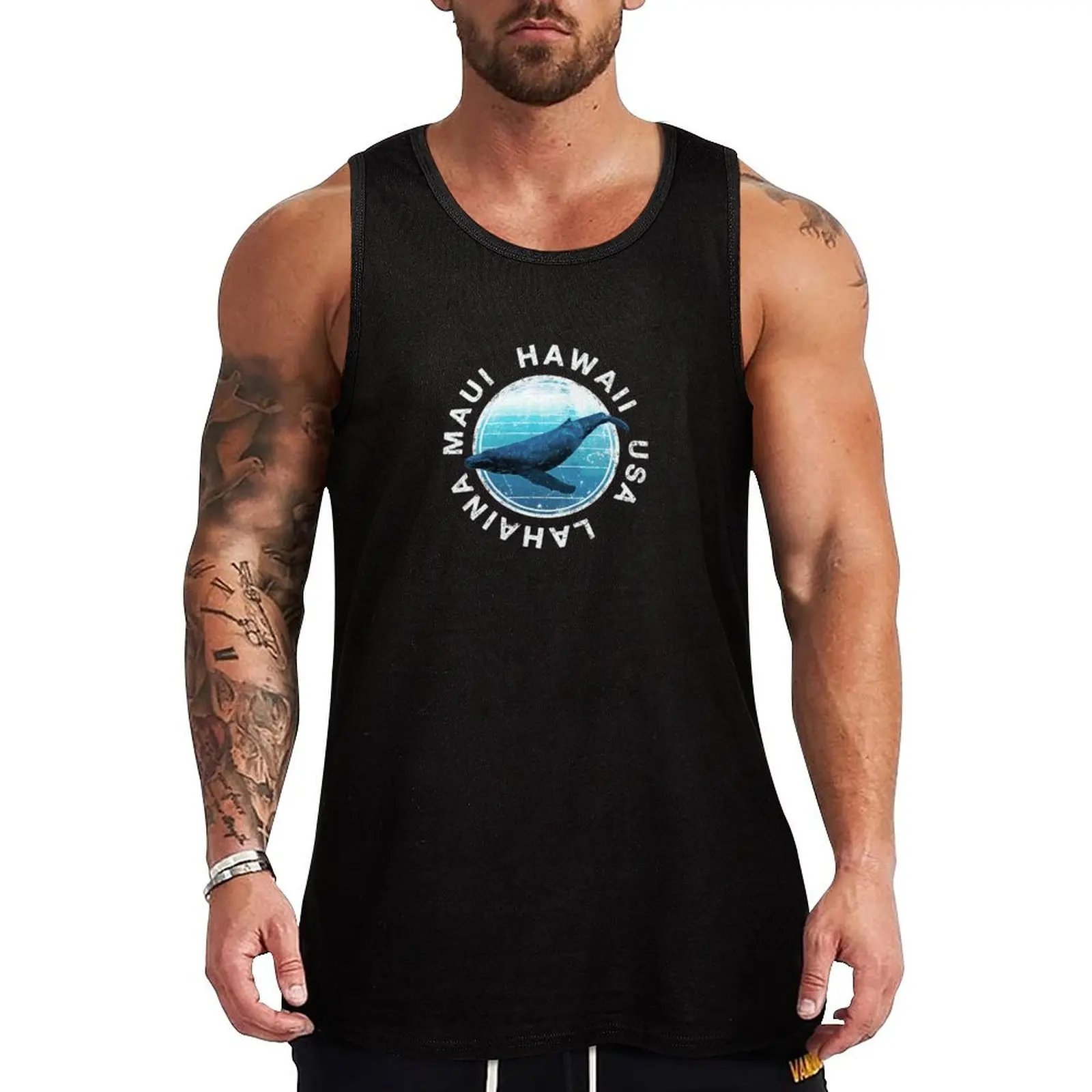 MAUI Hawaii Humpback Whale Lahaina Hawaiian Tank Top t shirts t-shirt for men