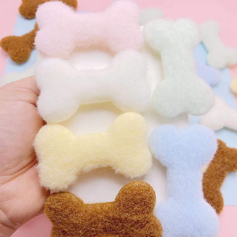 30Pcs 7*4CM Felt Fabric Dog Bones Padded Applique For Hair Clip Accessories Hats Bag Cloth Decoration Patches