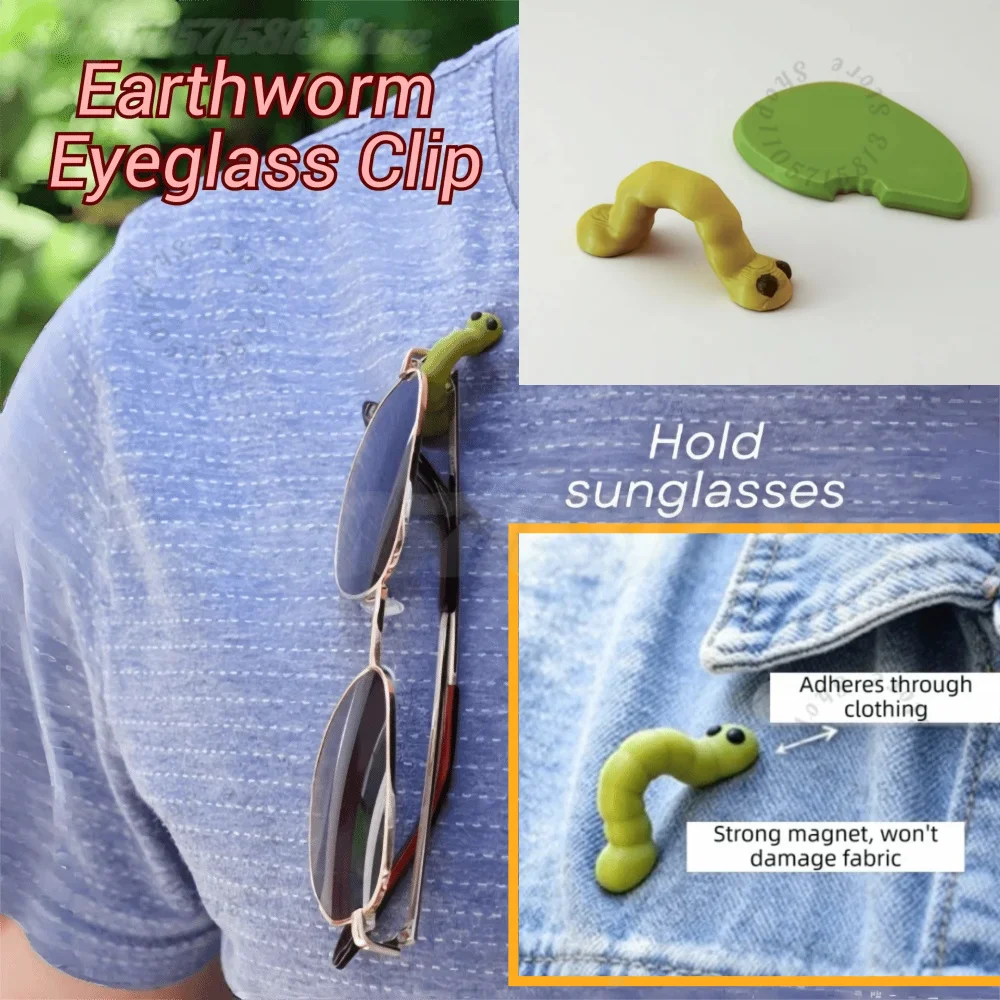 Caterpillar Clip Hanger Magnetic Inchworm Sunglasses Holder for Clothing,Using an Inner Leaf Backer Keeping Eyewear Handy