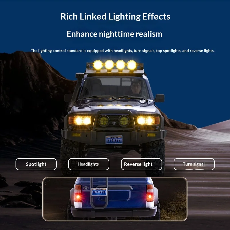 FMS LC80proV2 FCX10 Control remoto todoterreno RC modelo de coche simulación vehículo de escalada engranaje de alta y baja velocidad juguete para regalo divertido