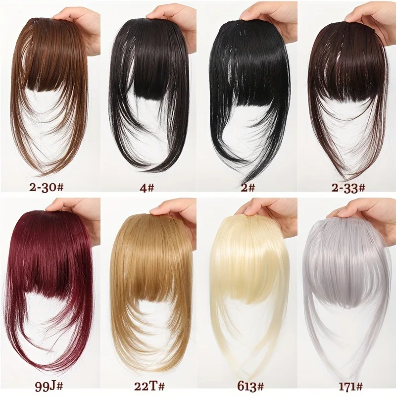 Flequillo Sintético con Clip con Patillas Marrón Oscuro para Mujer para Uso Diario y Fiestas 4