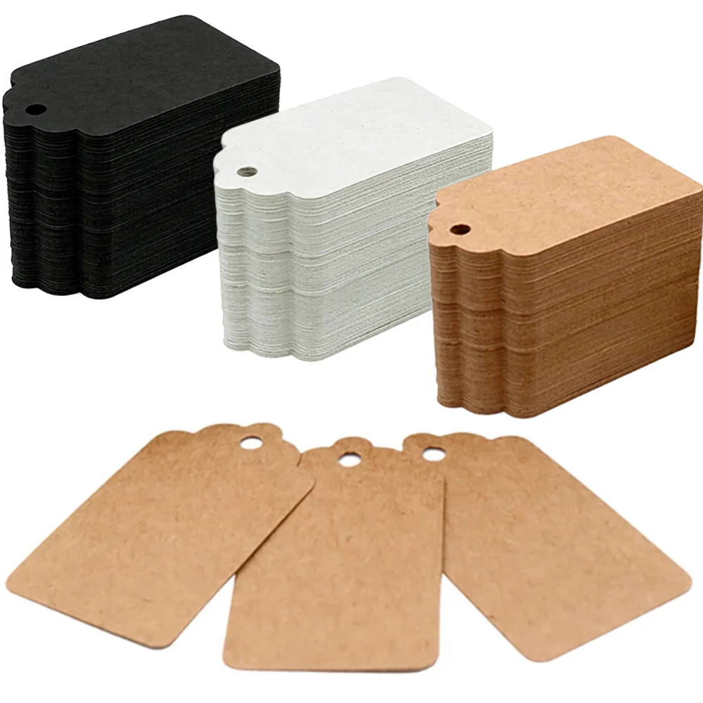 48Pcs Blank Scallop Kraft Paper Tags, Gift Tags with Hole for DIY Wrapping TMZ