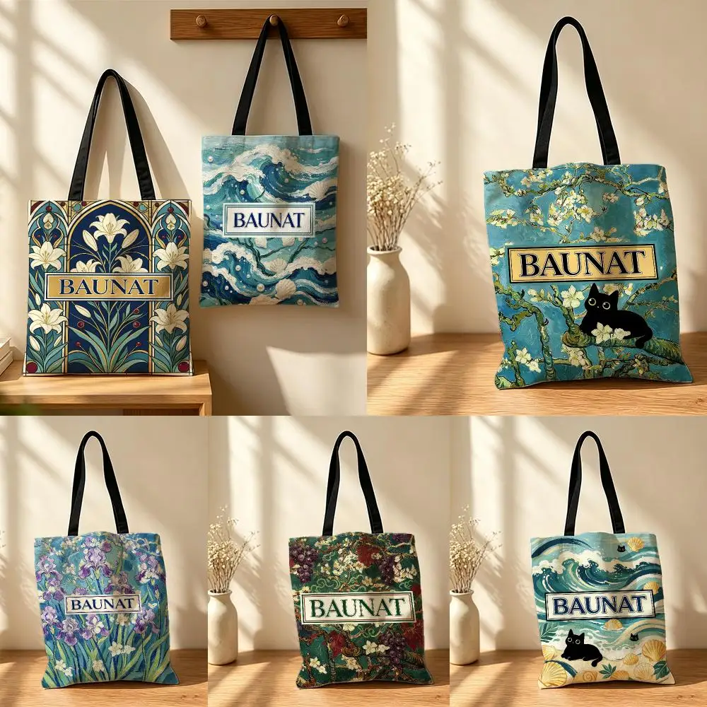 fashion BAUNAT Storage Bags Canvas Tote Bag Minimalist Casual Spacious for Shopping Travel and Gift
