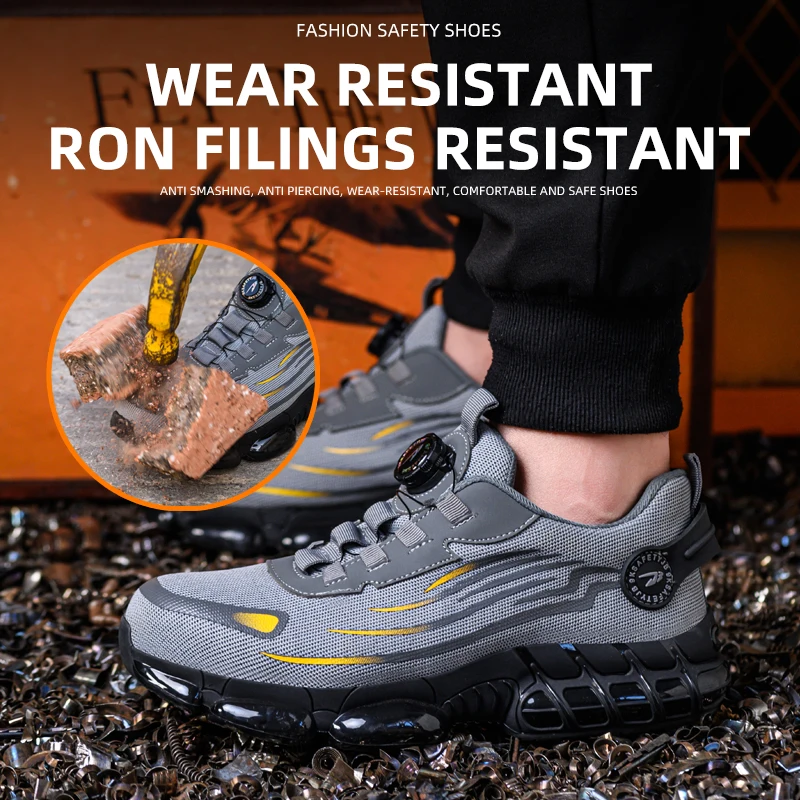 Men's Labour Insurance Shoes Functional Footwear Protective Work Shoes for Men Summer Mesh Breathable Sneakers Light Safety Shoe