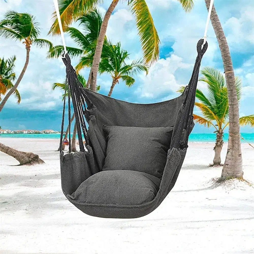 

Portable Outdoor Camping Hammock Chair Canvas Swing Hanging Chair Leisure Lazy Rocking Chairs For Patio Garden Balcony Bedroom