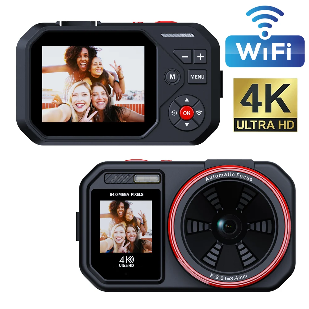 

4K UHD WIFI Digital Camera Portable 18X Zoom Autofocus Student Camcorder 64MP Monocular Telescope Color Camera XJ09