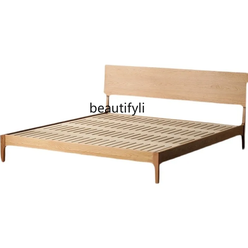 

Nordic Solid Wood Bed American 1.5 Master Bedroom 1.8 M Double Bed Cherrywood Modern Small Apartment Storage Furniture