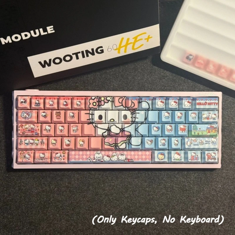 

Hellokitty Theme Keycap for Mechanical Keyboard 74 Keys Keycaps Set Mini Keyboard PC Accessories Translucent PBT Material Keycap