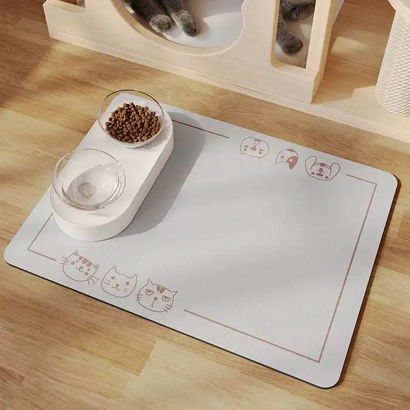 VIKAMA Pet Feeding Floor Mat Water-Absorbing Cooling Anti-Slip Mat Cat Mat Dog Mat Special Wipe No-Wash Pet Mat view 2