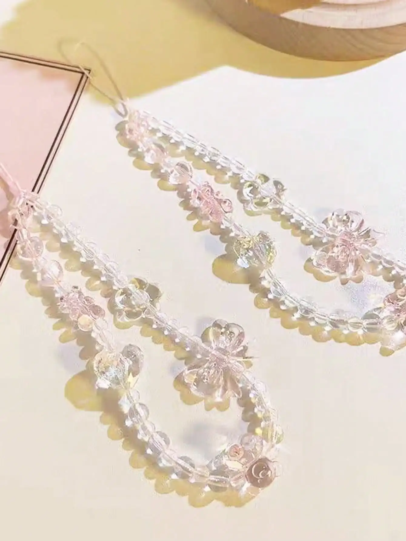 

Розовая цепочка для телефона с бусинами, подвеска в виде кролика и медведя, ремешок на запястье, подарок