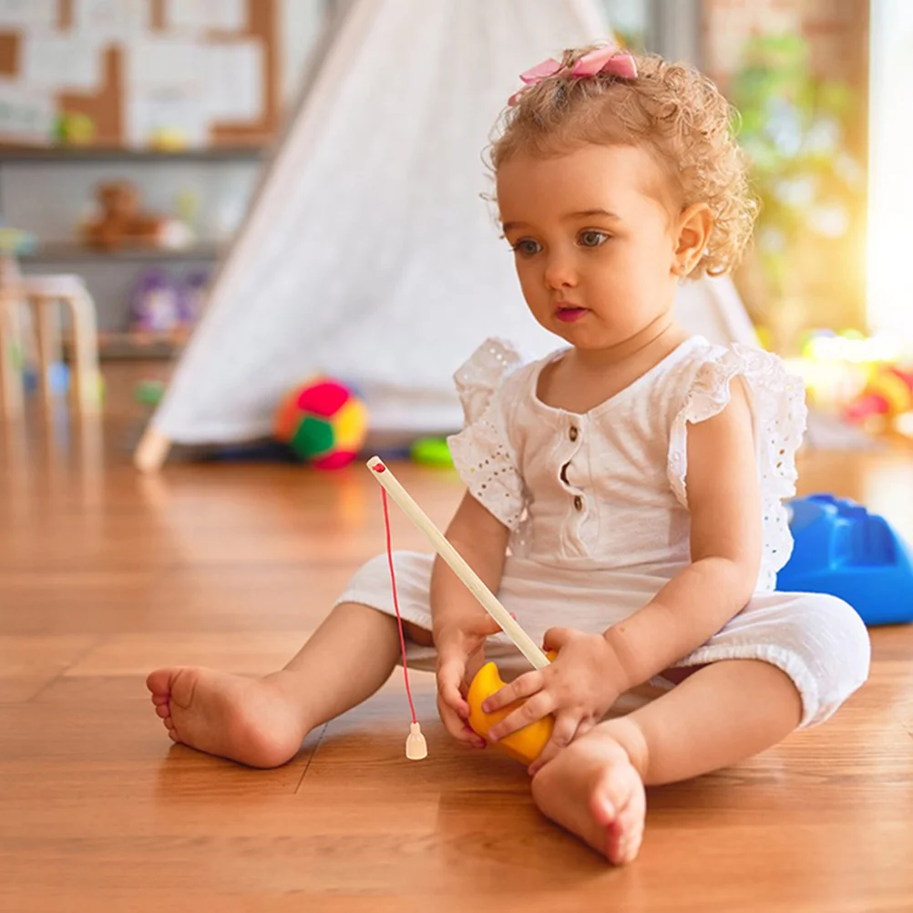 Cañas de pescar magnéticas para niños pequeños, juguetes de caña de pescar de madera, juego de pesca para niños, 5 uds.