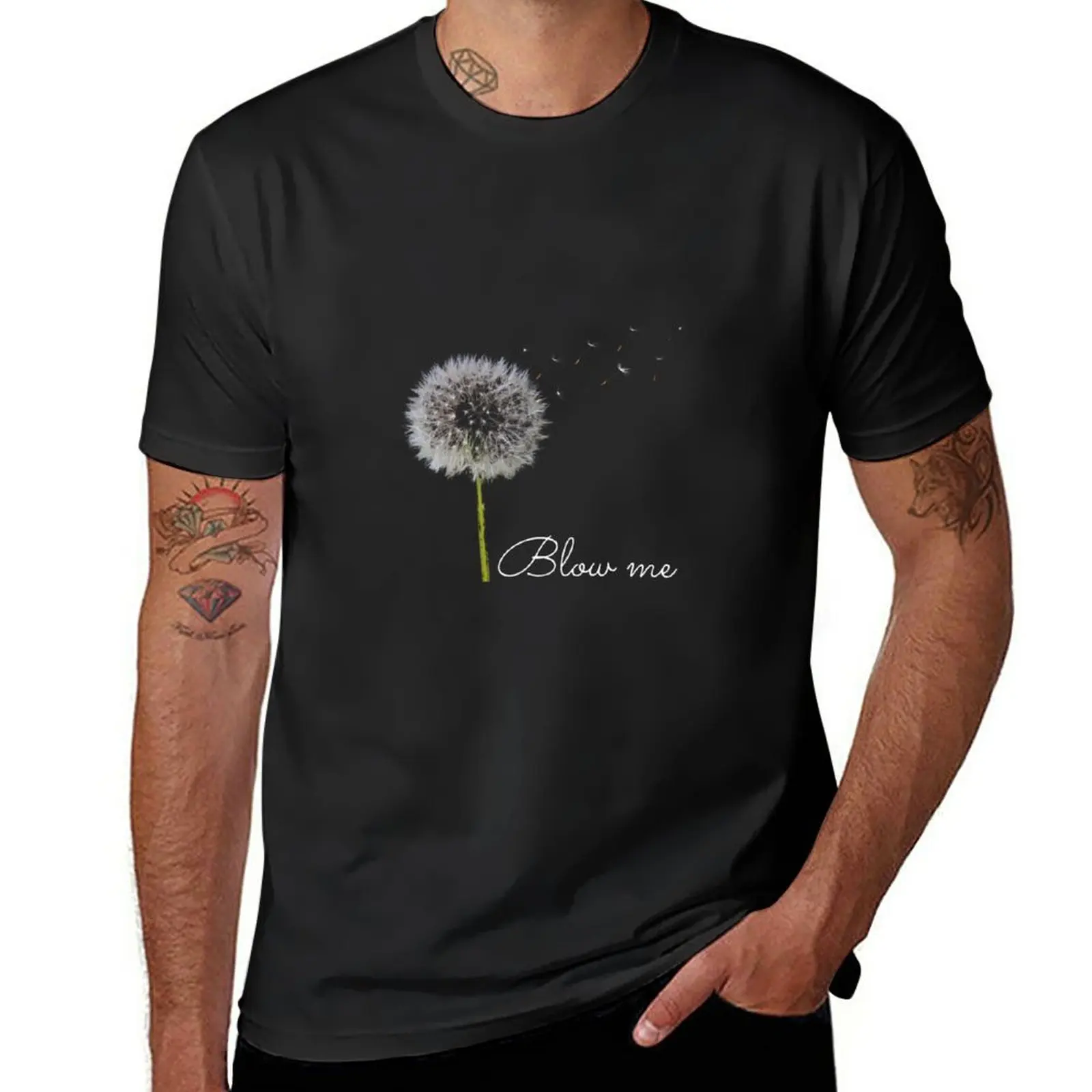 Blow Me Dandelion Funny T-Shirt vintage quick-drying boys animal print heavy weight t shirts for men