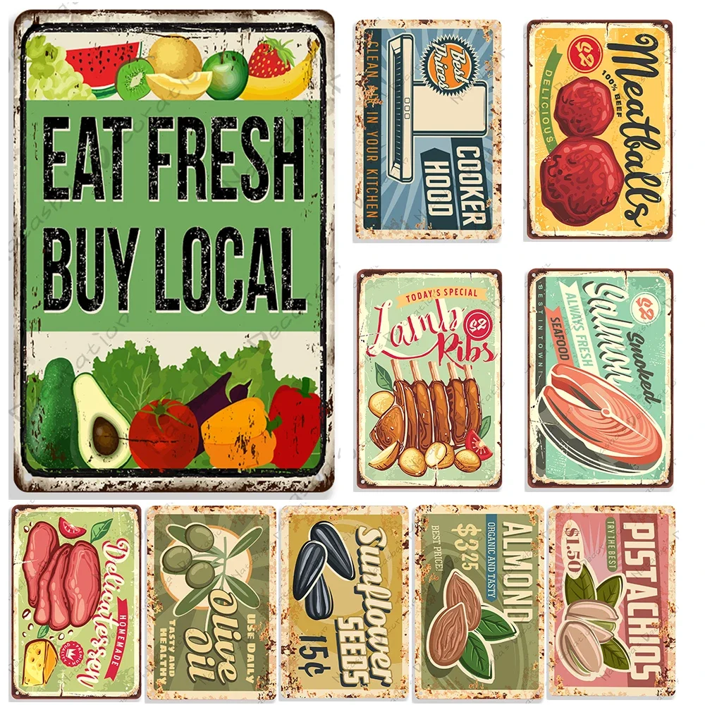 Food Metal Tin Sign Kitchen Decor Metal Plaque Retro Poster Decorative Plate Club Pub Bar Home Kitchen Wall Decor Signs