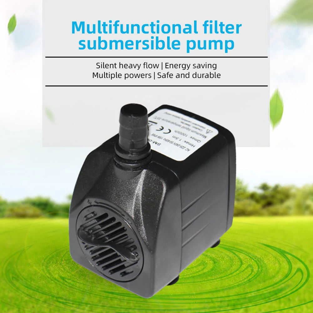 Mini Submersible Water Pump Flow Adjustable Electric Max 1000L/H Flow 4.9ft Lift Portable Mini Pump with 6.5ft Cable and CupBase