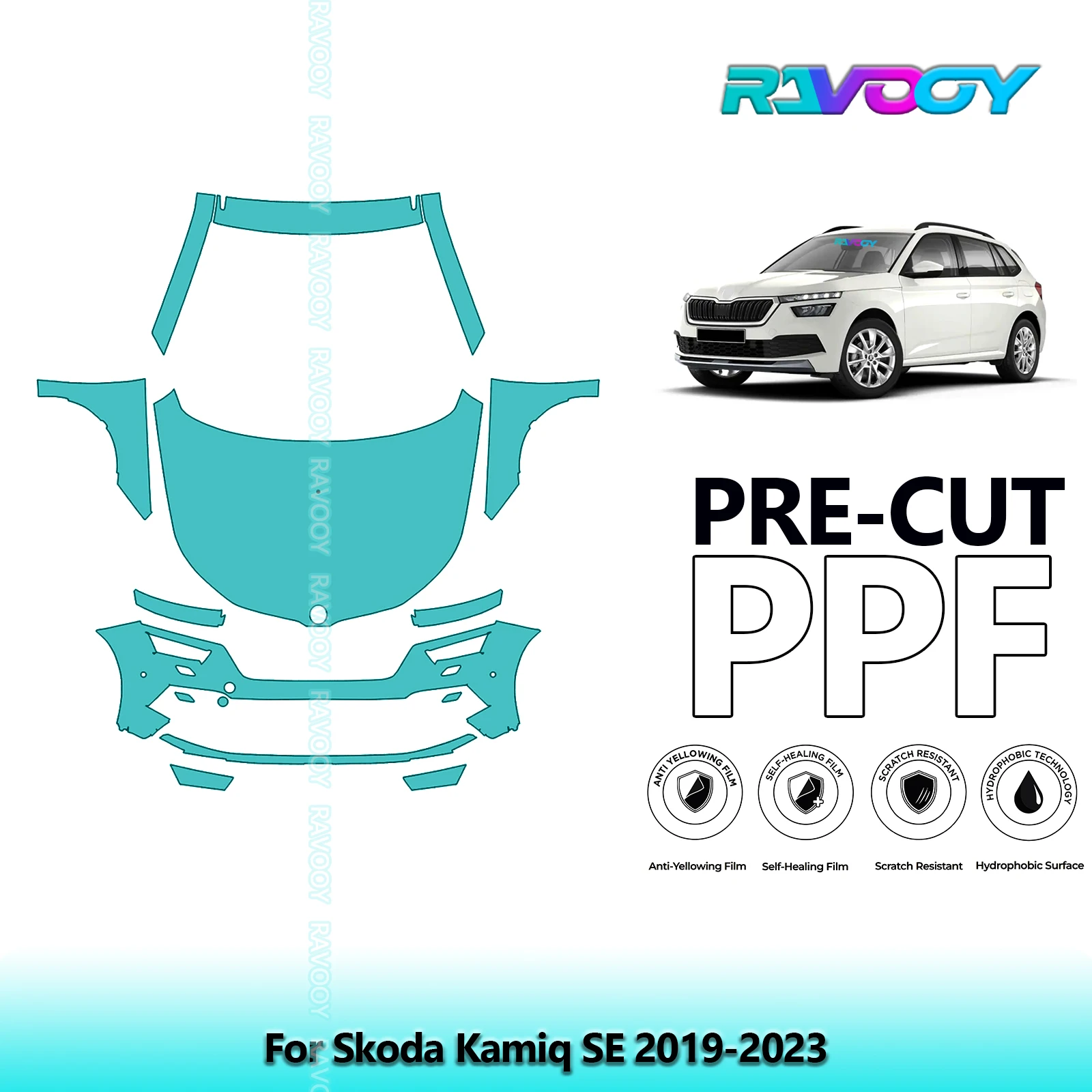 

Car Front Kit Clear Bra Precut PPF Paint Protection Film For Skoda Kamiq SE 2019-2023