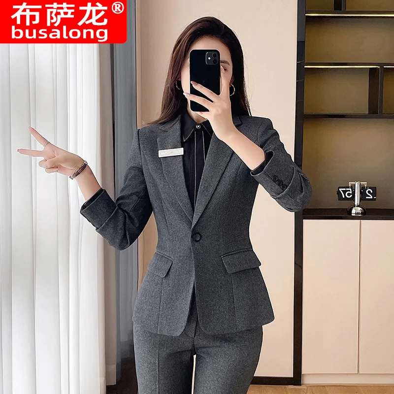 Business Suit Gray Suit New Hotel Uniform Business Formal Wear Work Clothes College Student Graduation Uniform