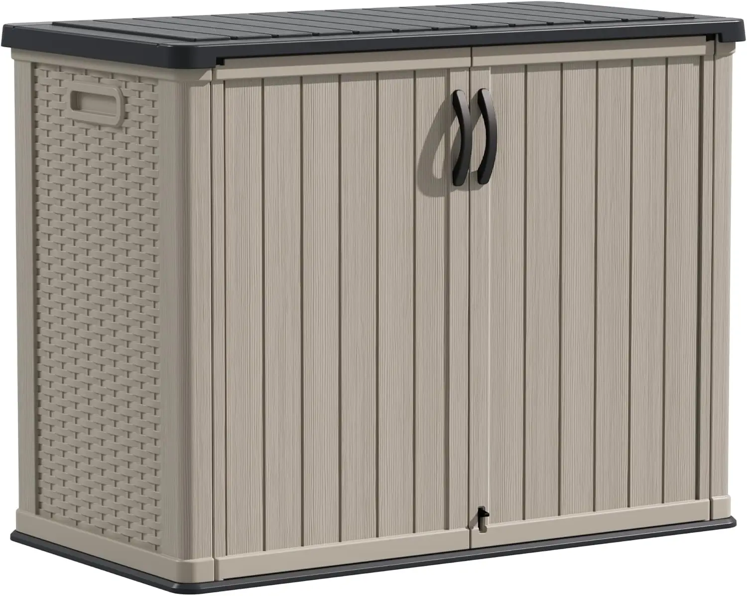 

Outdoor Storage Cabinet 26 Cu Ft with Pad-Lockable Doors, Horizontal Storage Shed Waterproof Patio Tools Storage Box