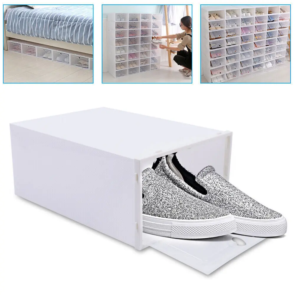 

24 Pcs Foldable Shoe Storage Box Case Sneaker Container Stackable Organizer NEW