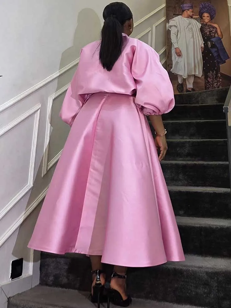 Tweedelige set dames herfstkleding blouse met lange mouwen en jurk satijnen plooirok chique elegante sets groothandel dropshipping