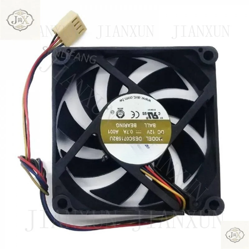 For AVC DESC0715B2U DC 12V 0.7A 7CM 70x70x20mm 4-Wire Double Ball Bearing Fan