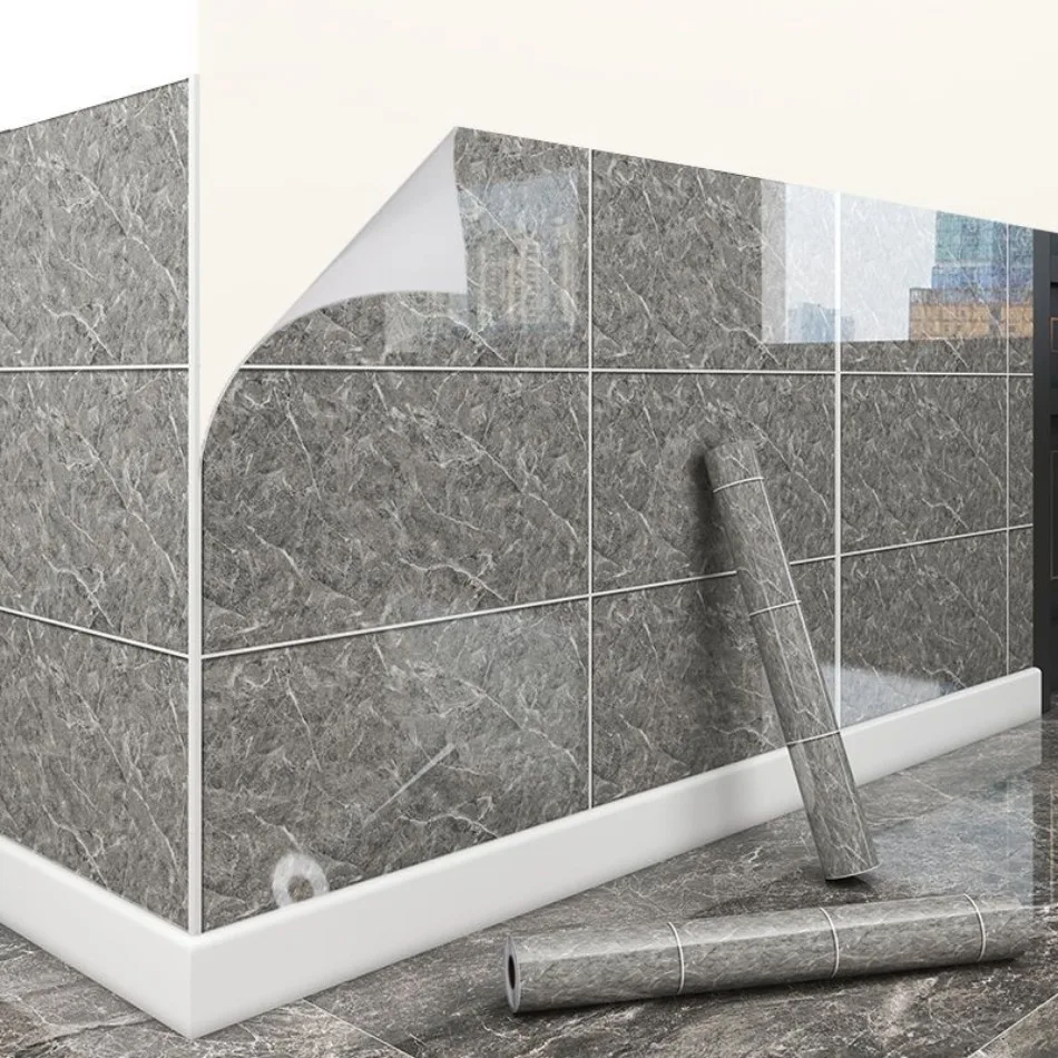 Bathroom Waterproof Thickening Self Adhesive Faux Marble Tegel Wallpaper Cuisine Kitchen Cabinets Table Top Oil Proof Stickers