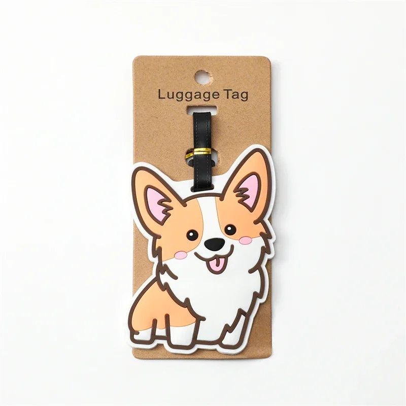 Cute Luggage Tag Creative Corgi &Cat Suitcase Silicon Portable Travel Label ID Addres Holder Bag Tags for Luggage