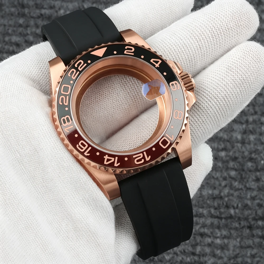 40mm NH35 Case Rubber Strap Waterproof Stainless Steel Watch Case For GMT Yacht-Master Sub Seiko NH35 NH36 NH38 NH34 Movement