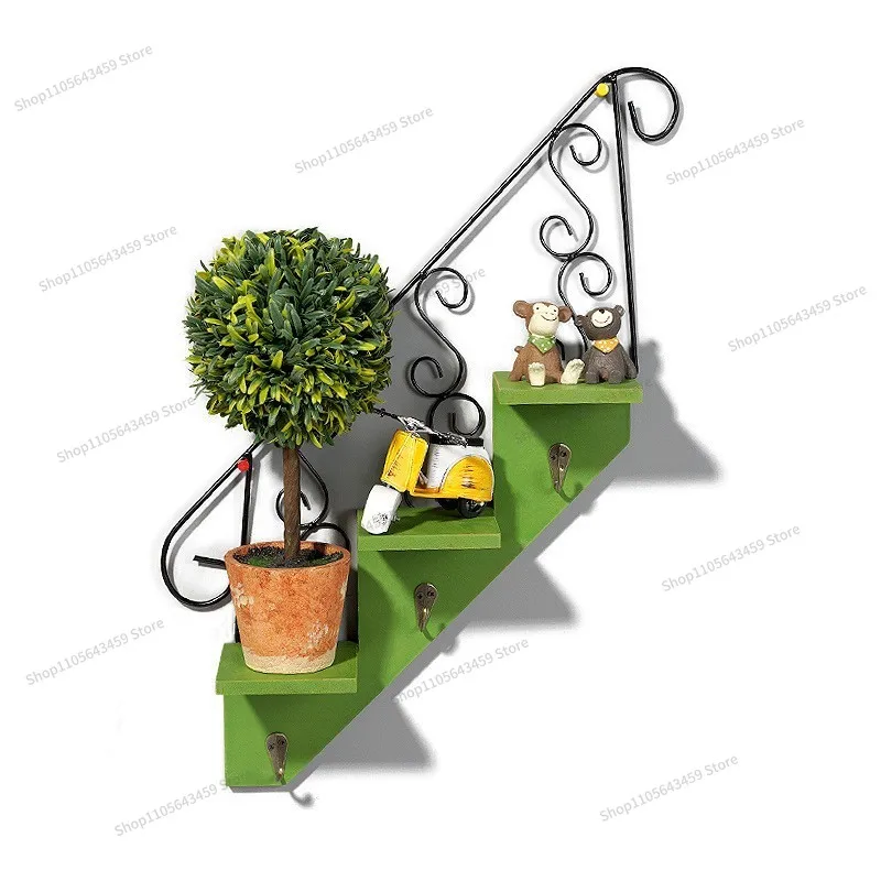 For stairs wall hanging American flower stand wrought iron rack wall hanging wall potted plant doll shelf hook decoration
