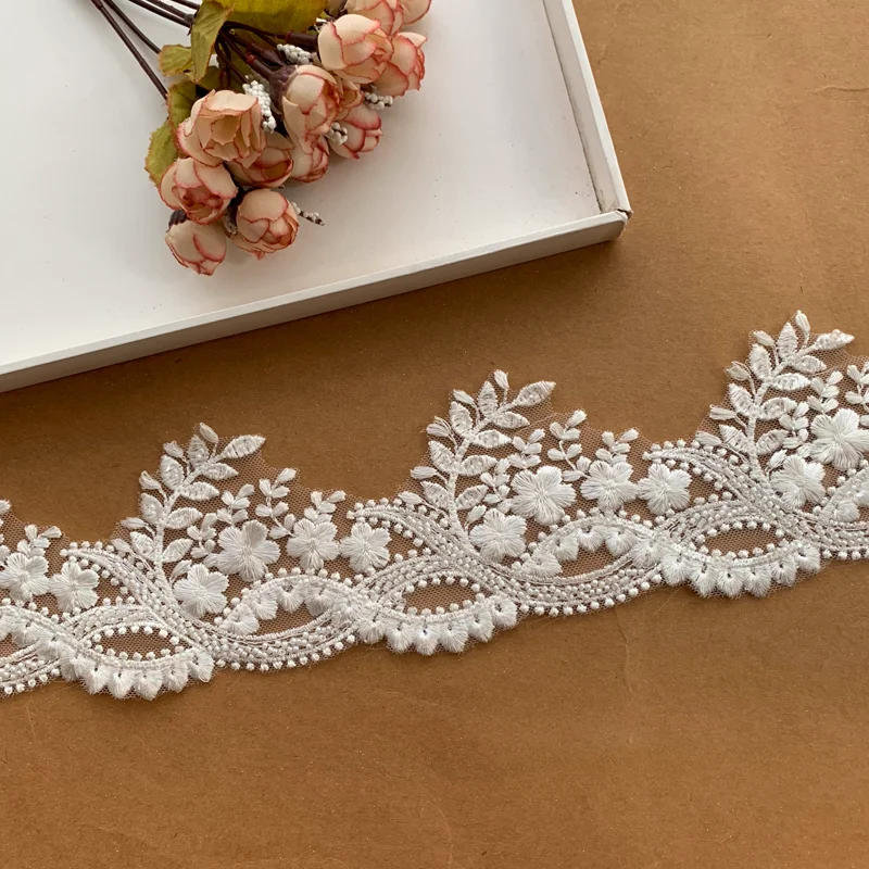 Beaded Lace Trim for Wedding Veil Edge Piping, DIY Accessories, Handmade Clothing, Black and Milk White, 3Yards/Lot