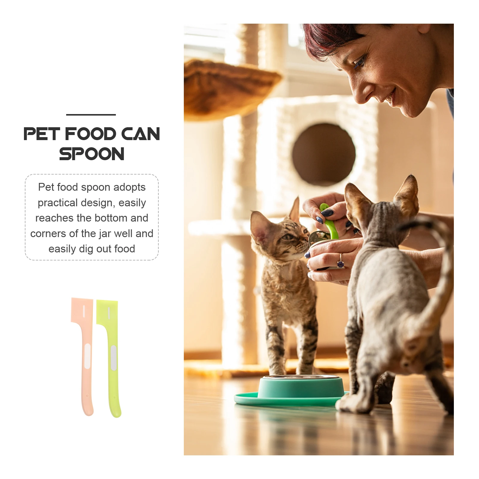 

2pcs Pet Food Mixing Spoons Canned Spoons ABS TPR Material Puppy Cat H held Scoop Durable Spoon Dog Food Storage Container