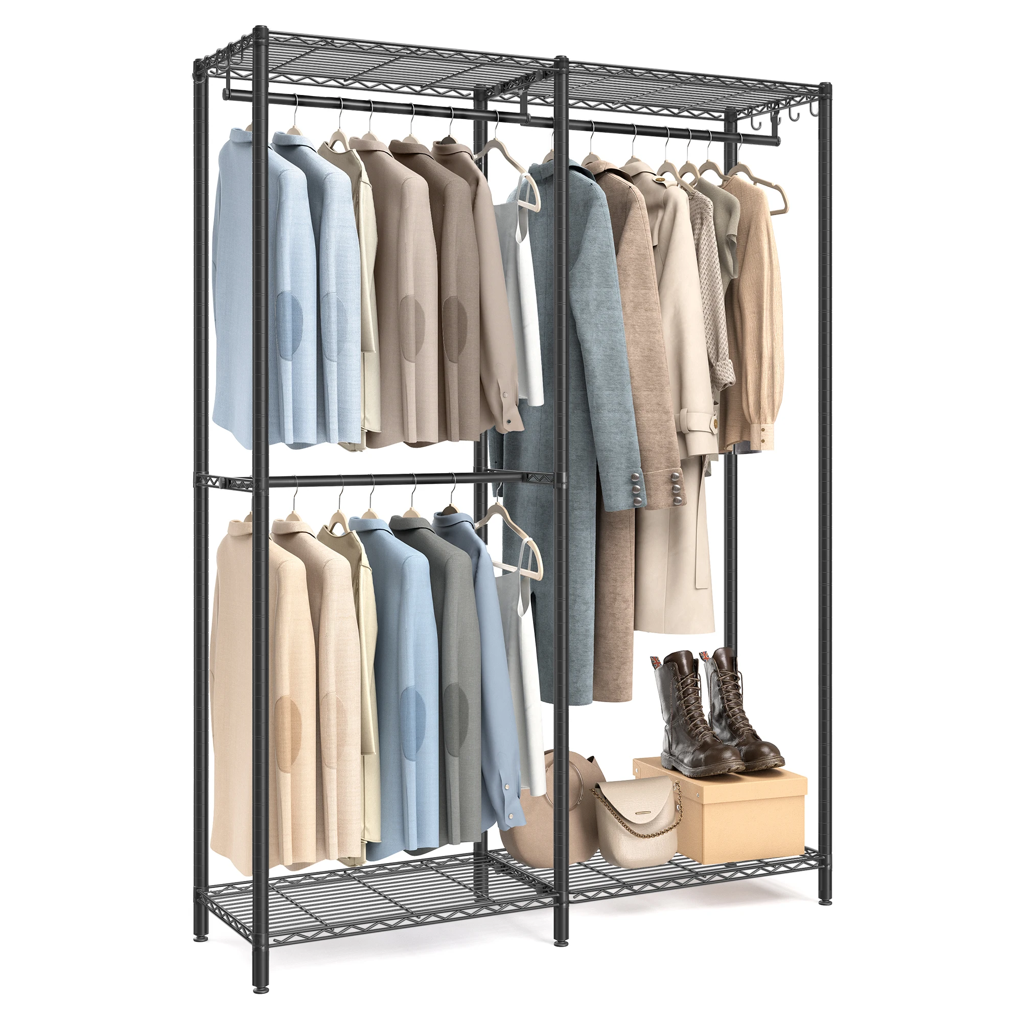 

SONGMICS Clothes Rack, Freestanding Wardrobe Closet, Metal Clothing Racks, Heavy-Duty Garment Rack with Adjustable Shelves