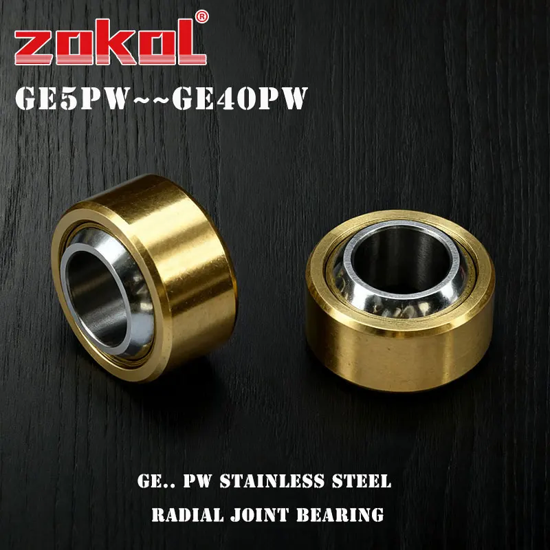 

ZOKOL Self-Lubricating Copper Outer Ring Radial Joint Bearing GE5 6 8 10 GE12PW GE16PW GE20PW GE25 30 35 40 for Industrial Use