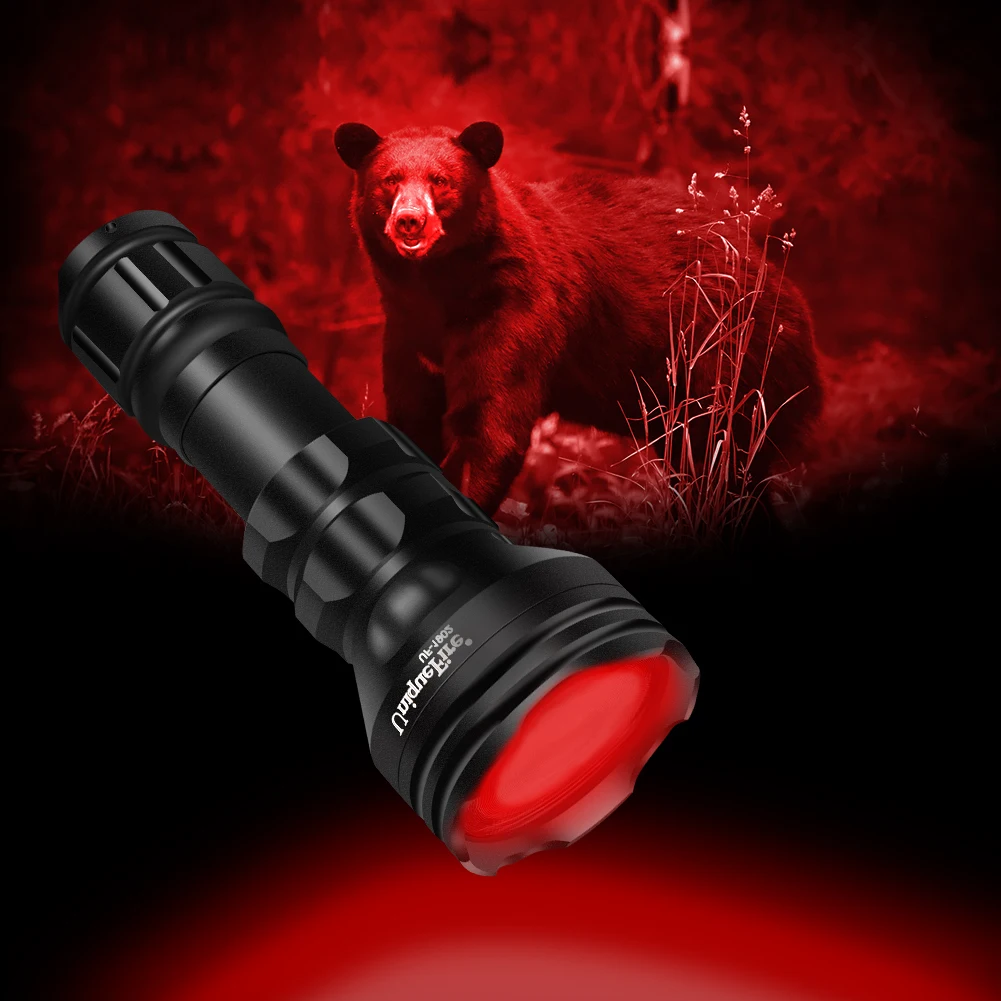 UniqueFire 1903 Hunting LED Flashlight XPE Red Beam Hunting Light Zoomable 3 Mode Long Range Torch for Astronomy, Aviation