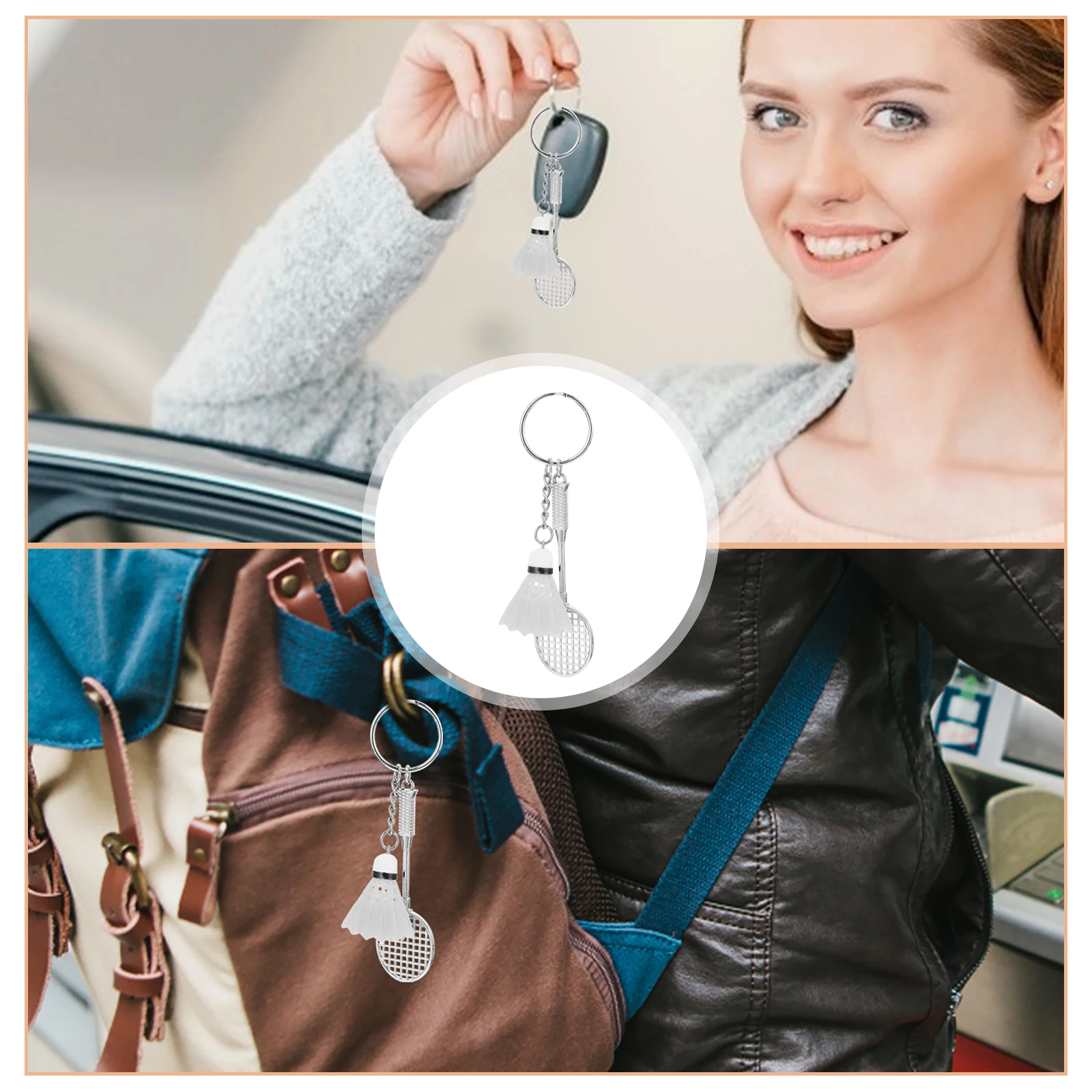 

2Pcs Mini Badminton Racket Keychains Sport Style Pendant Iron Plastic Key for Car Purse Backpack Phone Case Gifts