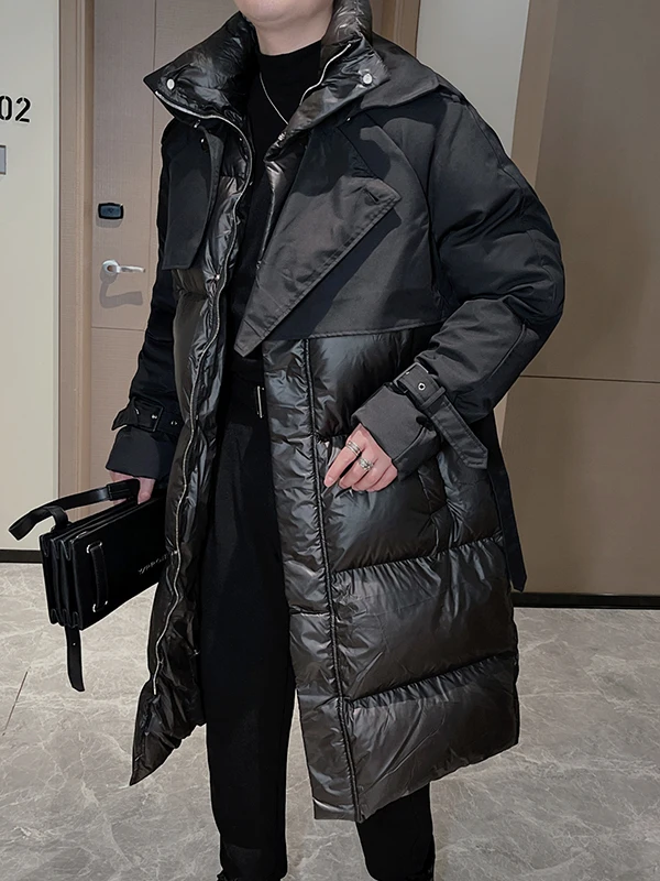 

Утепленное длинное пуховое пальто из хлопка, свободного кроя, выше колена, молодежное, модное, теплое, однотонное, на молнии, CleanFit, мужское пальто