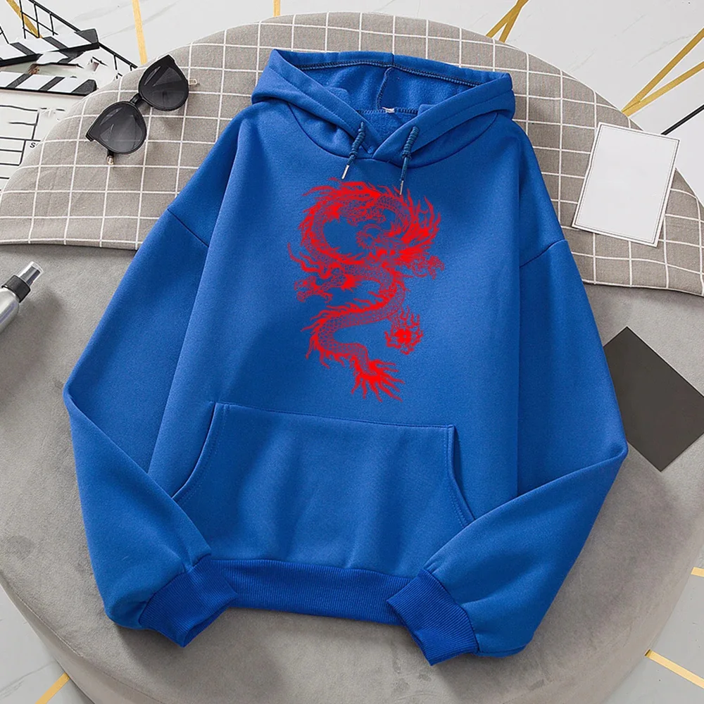 Fashion Red Dragon Print Hoodies Men Woman Hoody Casual Hoodie Oversized Hooded Sweatshirts Pullovers Unisex Tracksuits Clothing