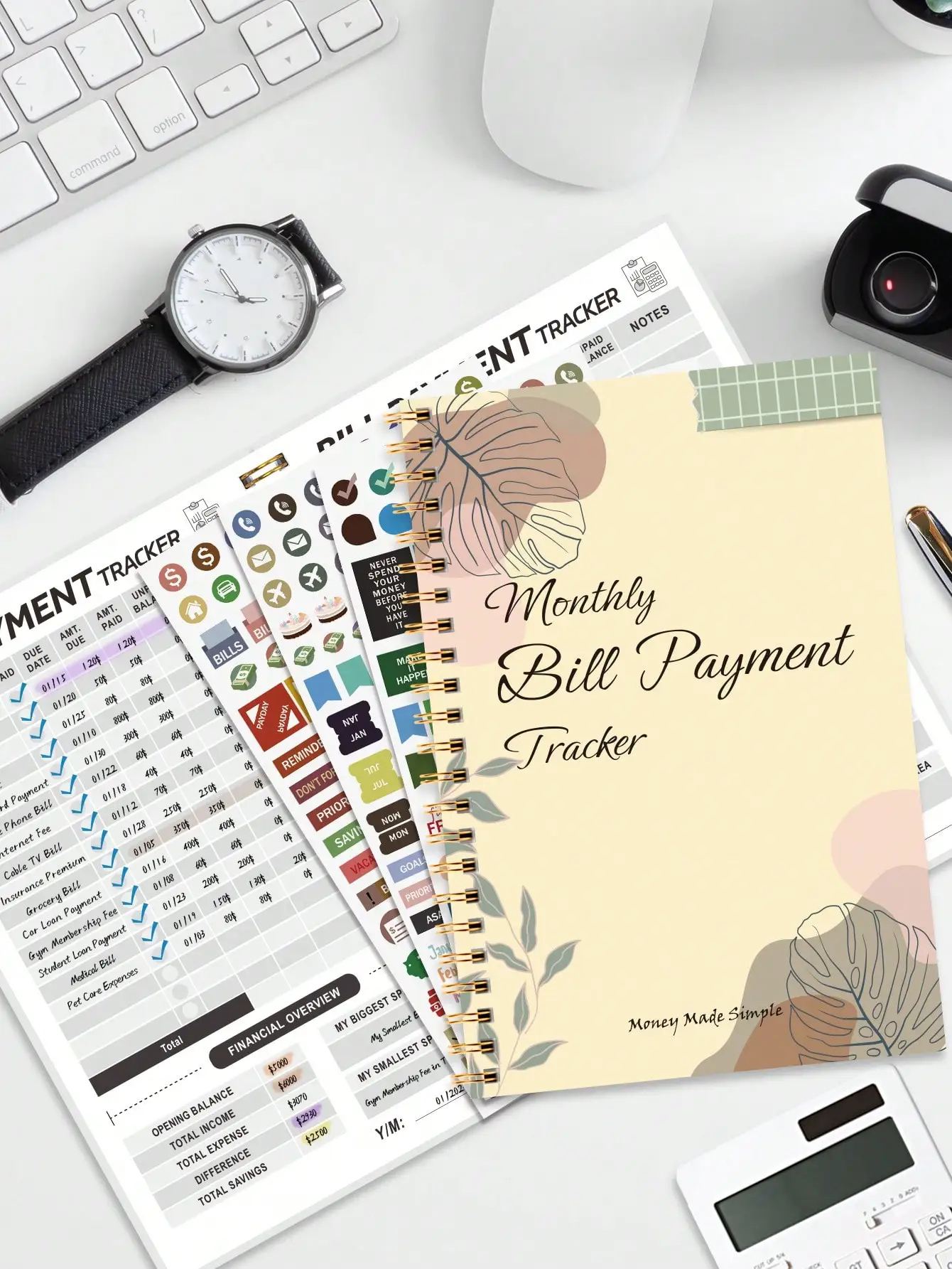 

Bill Payment Tracker Notebook – A5 Spiral, Financial Management & Budget Record for Office & Gift