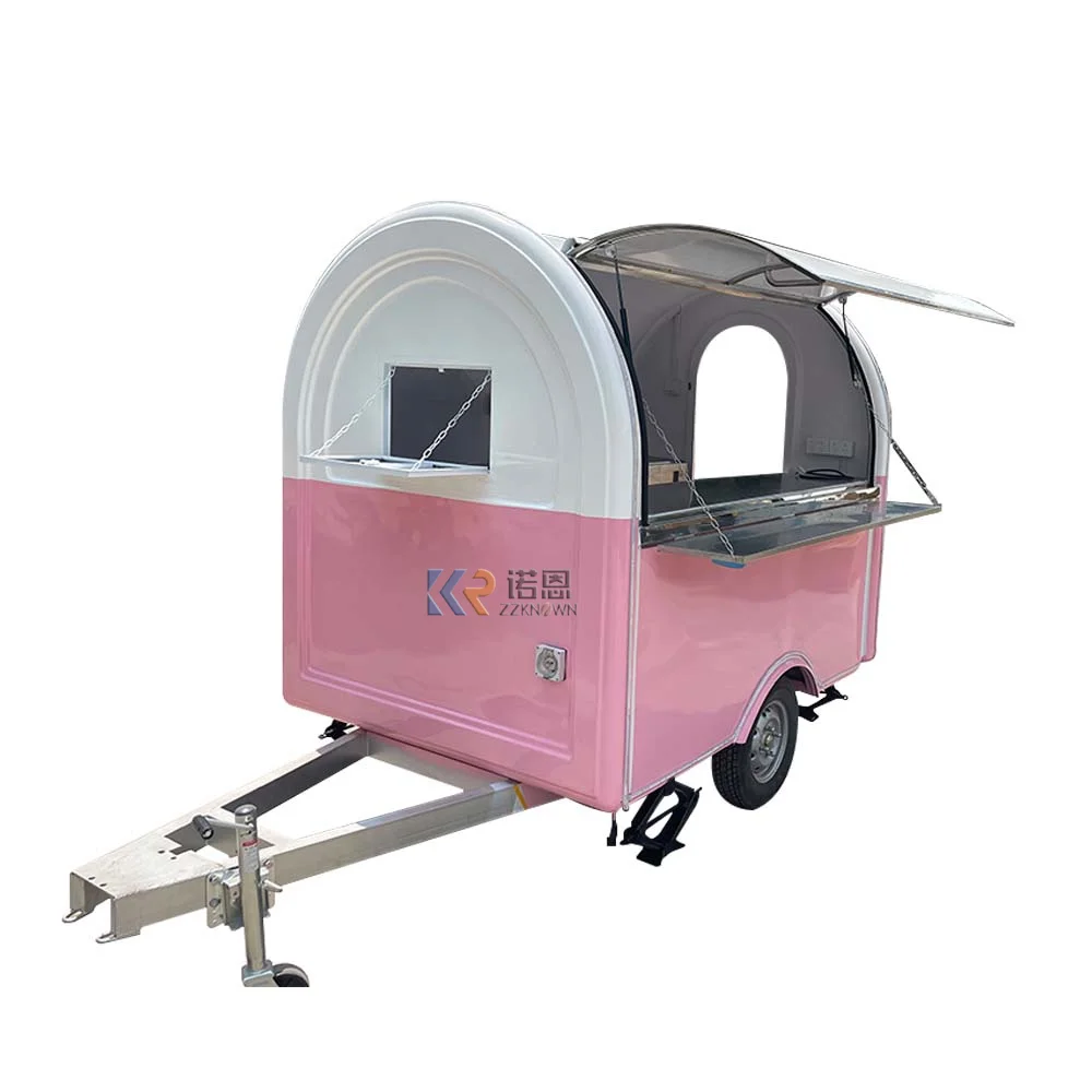 OEM Customized Food Truck Rolling Cart Fast Food Machine Snow Cone Trailer Food Cart Cooking Trailer Red Hamburger Carts