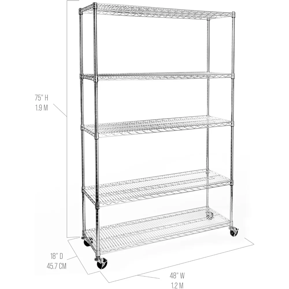 أثاث الحدائق - منظم وحدة تخزين رف أسلاك الفولاذ الصلب NSF عالي التحمل للغاية للمرآب والمستودعات والمكتب،