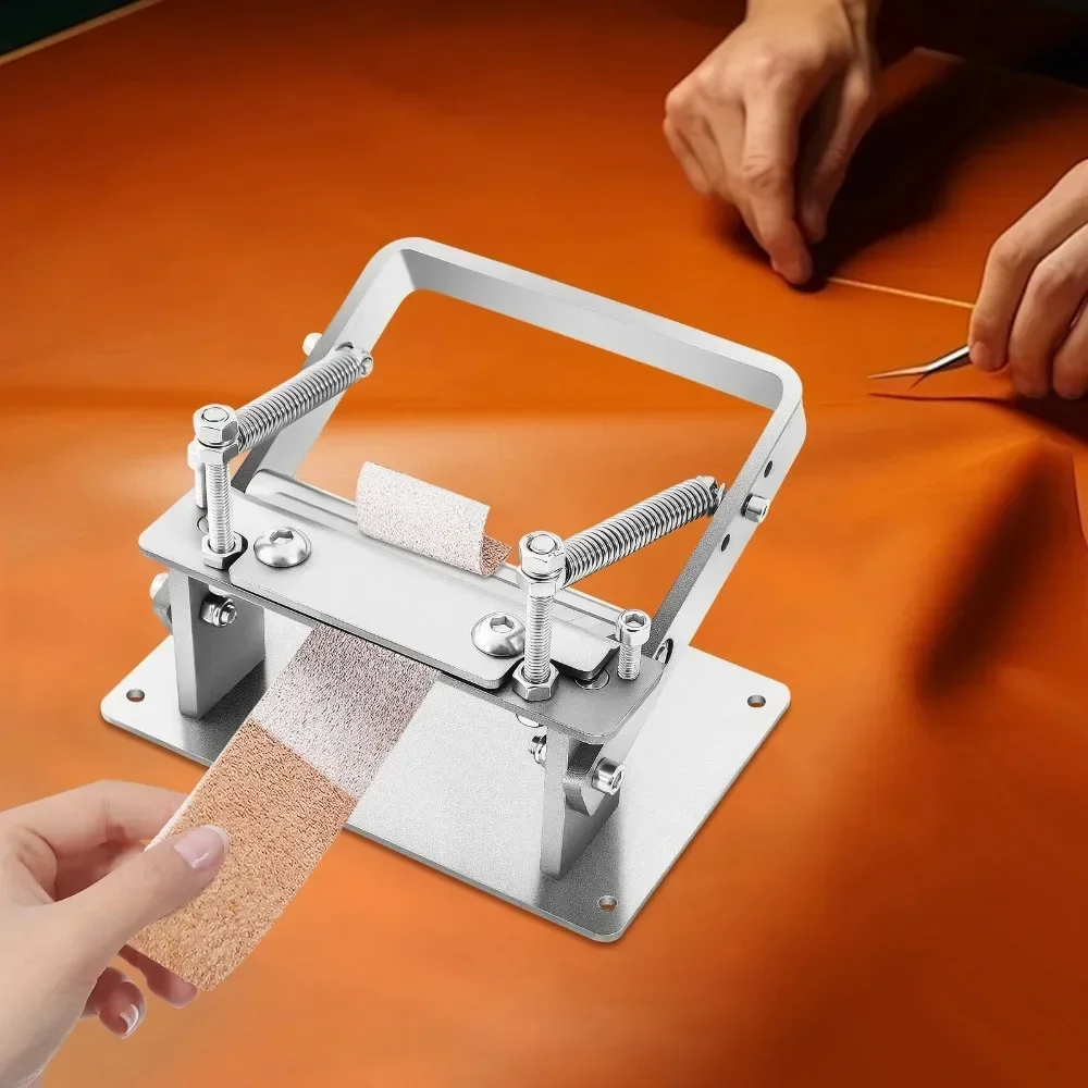 

Manual Leather Splitter, Stainless Steel Hand Leather Skiving Machine W/ Clamp, Precise Adjustment of Cutting Thickness