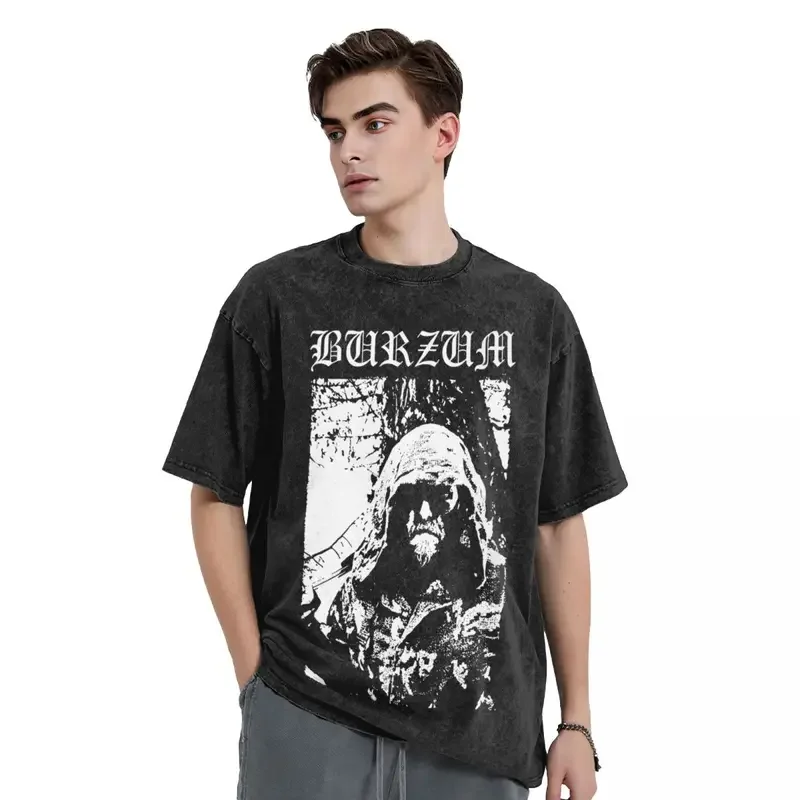 Burzum Washed T Shirts Streetwear Hip Hop Vintage T-Shirts Tees Tops for Men Women Short Sleeve High Street Summer