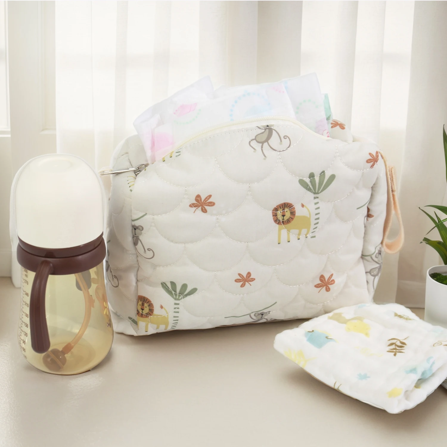 Diaper Bag Embroidery Mommy Bag Convenient Baby Bottle and Supplies Storage Bag, Diaper Storage Bag, Baby Storage Bag